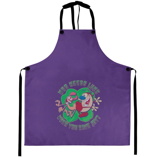 Ren and Stimpy St. Patrick_s Day Who Needs Luck When You Have Joy Aprons