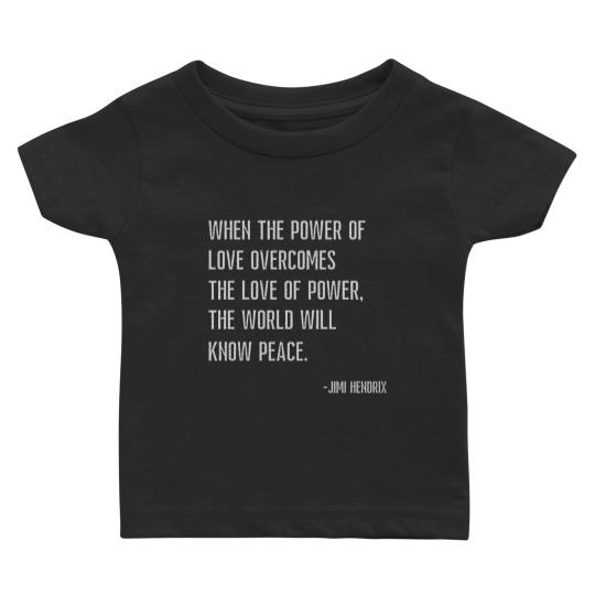The Power Of Love Jimi Hendrix Baby T Shirts, World Peace Baby T Shirts