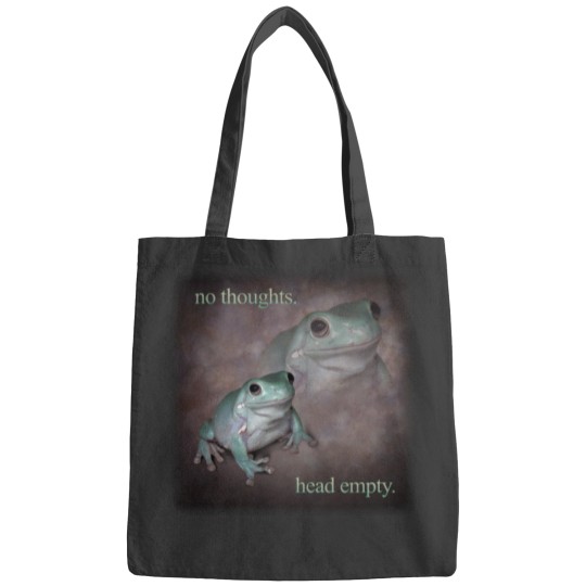 no thoughts head empty frog retro word art meme Bags