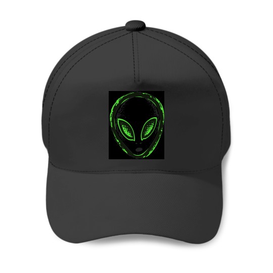 Green Alien Head Baseball Caps