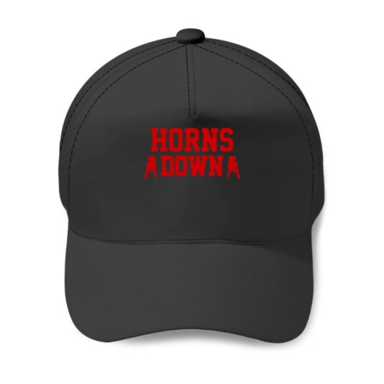 Horns Down - BlackRed Baseball Caps