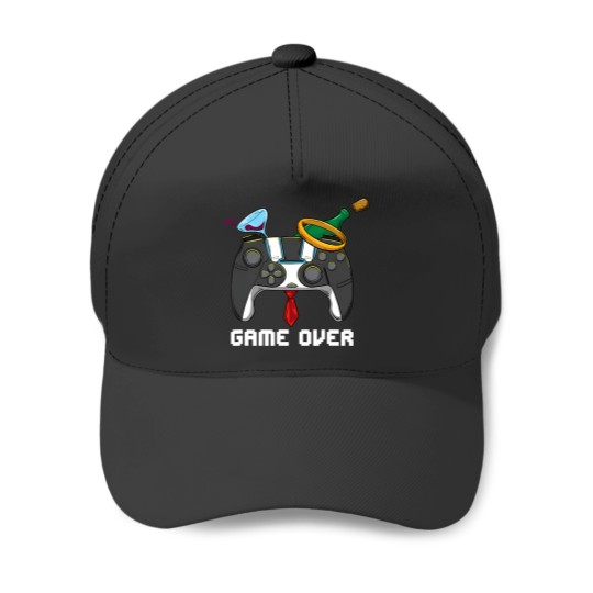 game over wedding bachelor party groom valentines day gaming t Baseball Caps