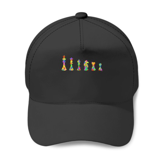 Funny Chess Pieces with paint splatter Check Player Baseball Caps