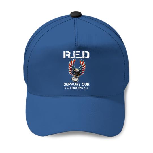 Red Remember Everyone Deployed Support Our Troops Eagle Baseball Cap