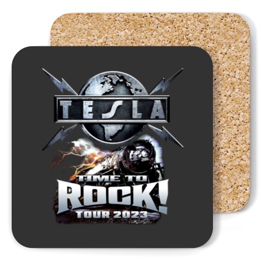 Tesla Rock Band Coasters 2023 Tour Time To Rock Coasters New Black Coasters