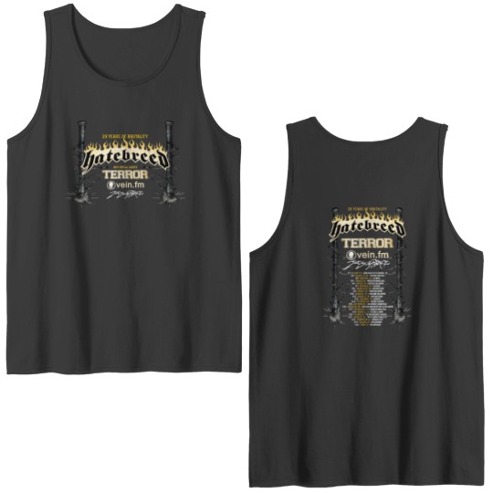20 Years Of Brutality Tour Hatebreed Double Sided Tank Tops, Hatebreed Band Fan Double Sided Tank Tops