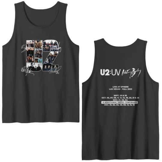 Color Fall Tour 2023 Rock Band U2 Double Sided Tank Tops, Achtung Baby Live At Sphere U2 Band Double Sided Tank Tops