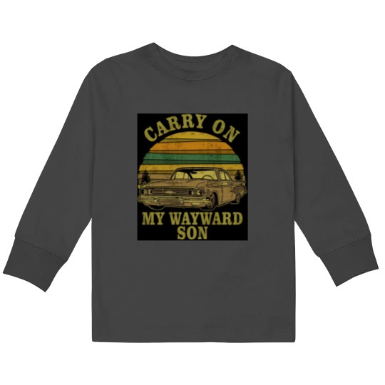 Carry on My Wayward Son Supernatural Vintage Sunset Distressed Kids Long Sleeve T-Shirts