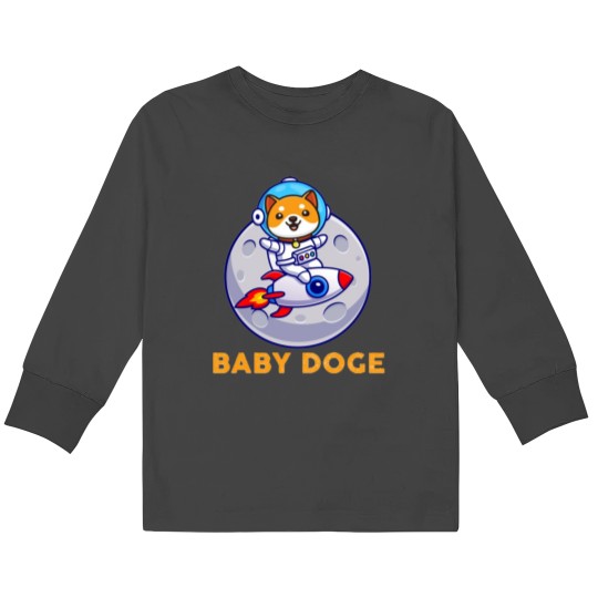 Baby Doge Coin, Cryptocurrency Moon Shiba Inu BabyDoge Kids Long Sleeve T-Shirts