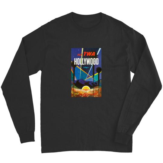 Vintage TWA Travel - Fly TWA - Hollywood California T-Shirt Shirt Gift Gifts Vintage TWA Long Sleeves