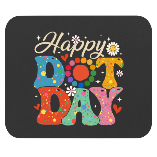 Happy Dot Day Hippie Flowers Smile Face Groovy Teacher Kids Mouse Pads