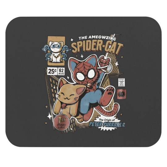Vintage Spider Cat Comfort Color Mouse Pads, Spiderman Across the Spider-Verse Mouse Pads,