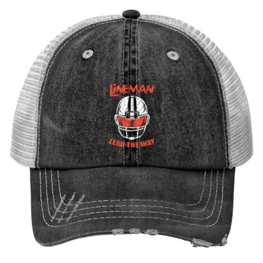 Linemen lead the way Lineman And Athlete Gift Print Trucker Hats
