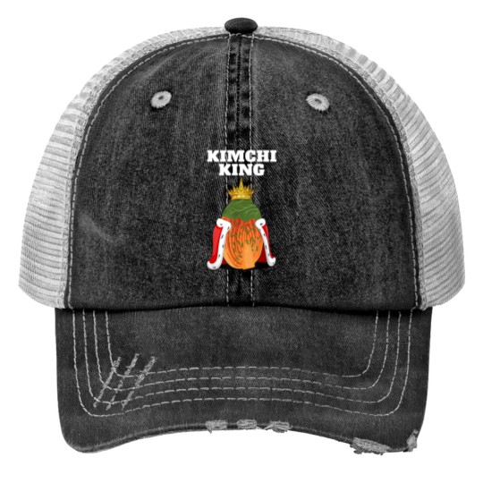 Kimchi King | Mens Kimchi Lover Print Trucker Hats | Food Korean Kimchi Print Trucker Hats
