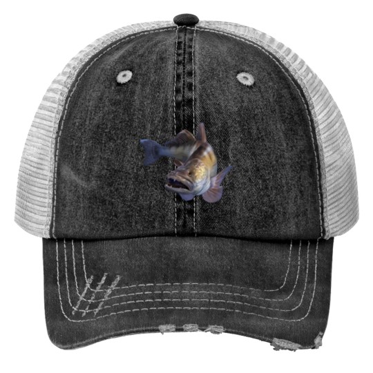 Walleye Freshwater Fish Fishing Print Trucker Hats