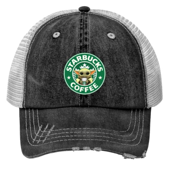 Baby Yoda Starbucks Print Trucker Hats