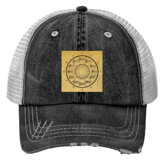 Music's Circle Of Fifths with Vintage Look Clock Print Trucker Hats