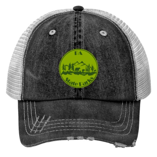 PA State Parks Bear Green Print Trucker Hats