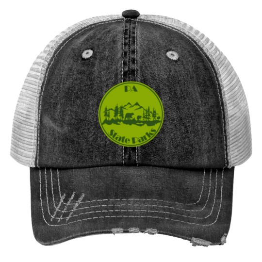 PA State Parks Bear Green Print Trucker Hats