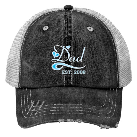 Dad Established 2008 Happy Fathers Day Print Trucker Hats