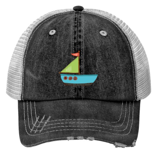 sailing boat Print Trucker Hats
