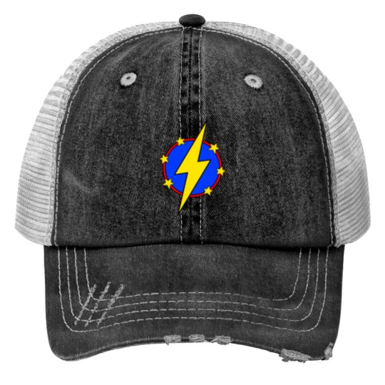 Little Super Hero Kids & Baby Lightning Bolt Stars Print Trucker Hats