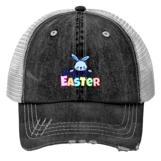 Happy Easter Bunny Print Trucker Hats