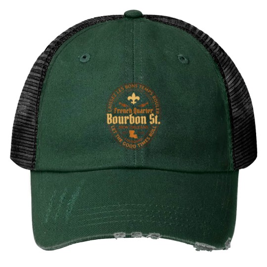 French Quarter Bourbon St New Orleans Souvenir Gift Print Trucker Hats