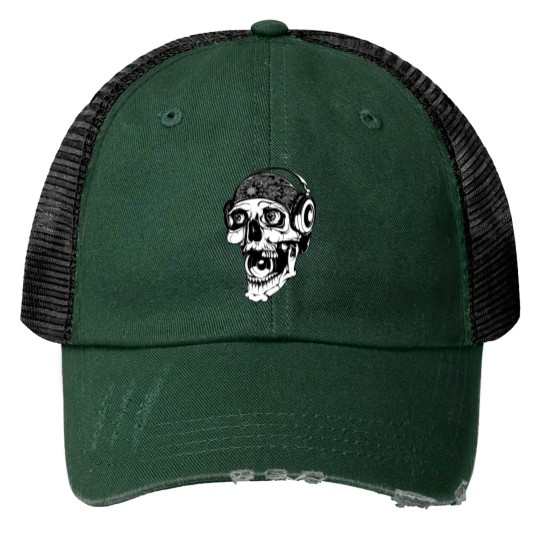dj_skull Print Trucker Hats