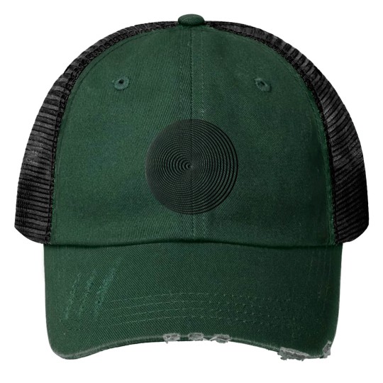 Concentric Circles BLACK Print Trucker Hats