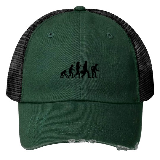evolution monkey stock hat go back grandfather gra Print Trucker Hats