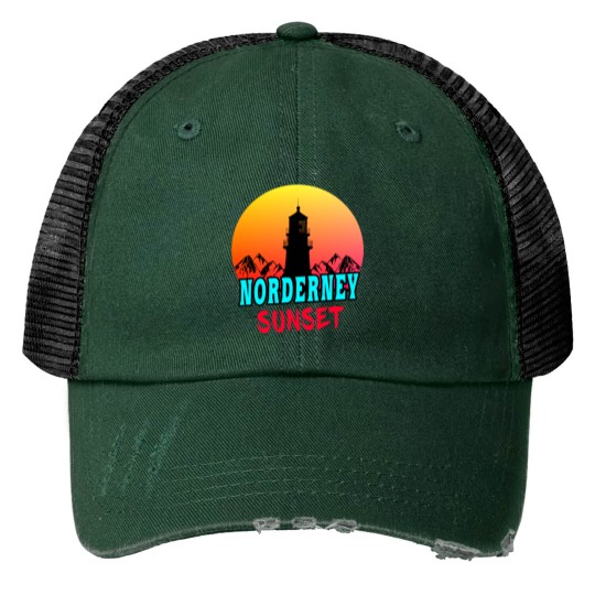 Norderney Sunset Lighthouse Design / Gift Idea Print Trucker Hats