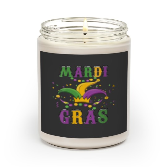 Jester Hat Mask Festival Beads Parade Happy Mardi Gras Scented Candles