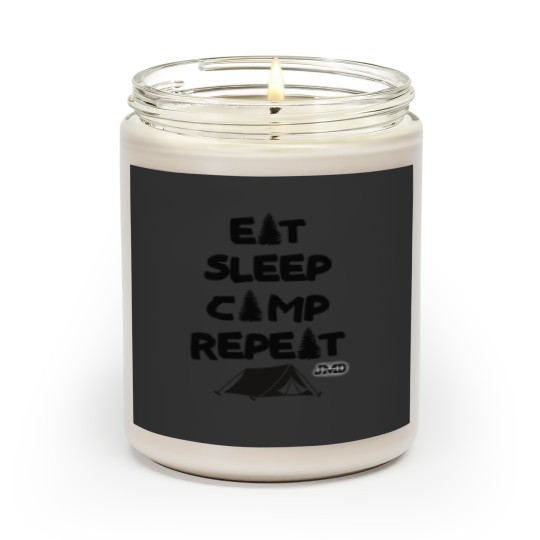 Eat, Sleep, Camp, Repeat (Black and White Version) Scented Candles