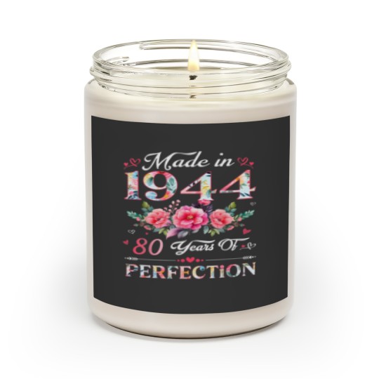 80 Year Old Made In 1944 Floral 80th Birthday Women Scented Candles