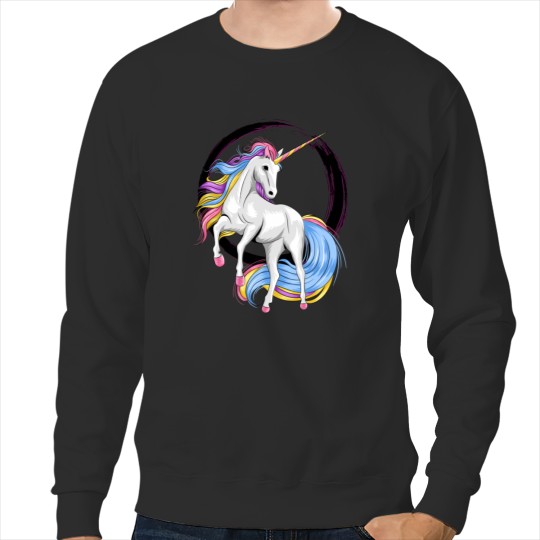 The Last Unicorn Colorful Cute Baby Horse. Unicorn fan club. Unicorn riding t rex. Sweatshirts