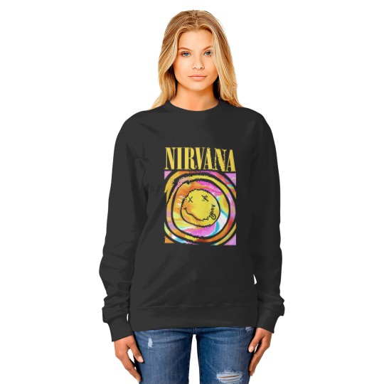 Pink smiley Nirvana sweatshirt, Nirvana Smiley Face Sweatshirt
