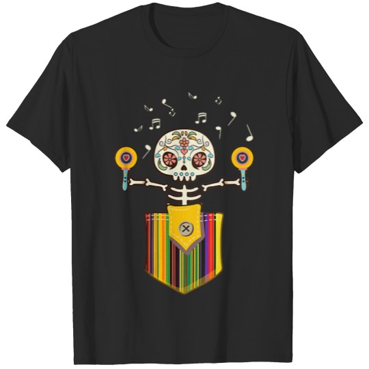 Serape Skeleton Mariachi Pocket Cinco De Mayo Mexican Party T-Shirts
