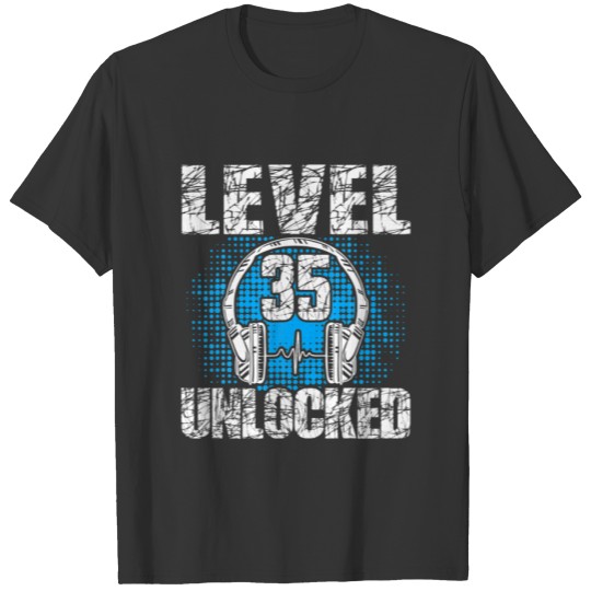 Level 35 Unlocked Birthday 35 Years Gamer T Shirts