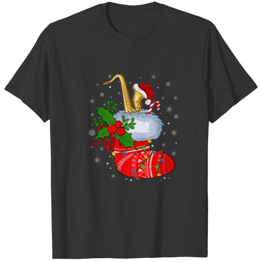 Funny Saxophone In Christmas Socks Santa Saxophone T Shirts