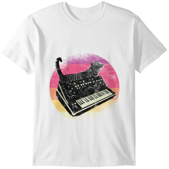 Synthesizer Cat Synth Vintage Keyboard T-shirt