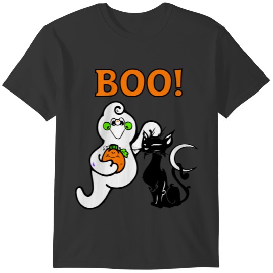 A Friendly Ghost and Black Cat T Shirts
