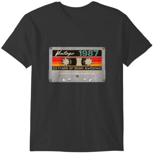Vintage 1987 Retro Cassette 35Th Birthday 35 Years T Shirts