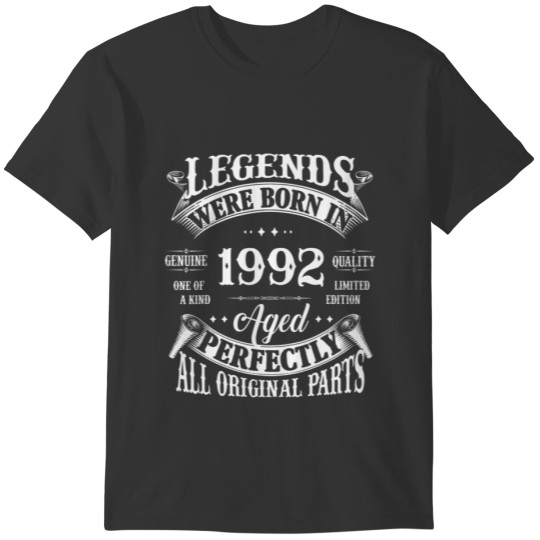 30Th Birthday Gift Vintage Legends Born In 1992 30 T Shirts