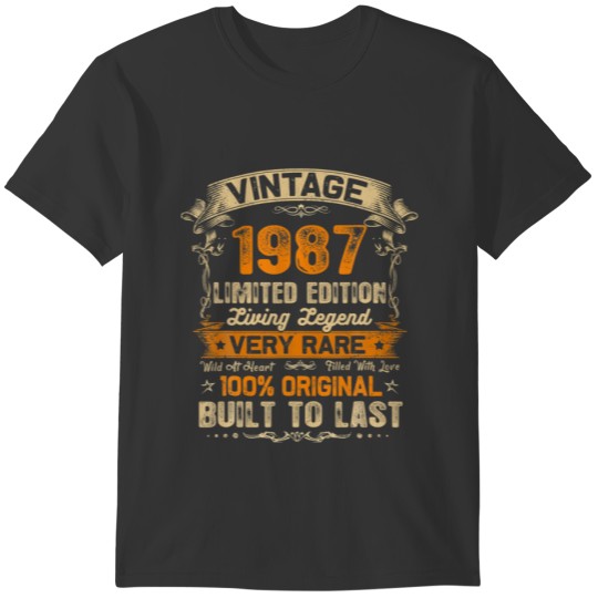 Vintage 1987 Retro Classic 35Th Birthday 35 Years T Shirts