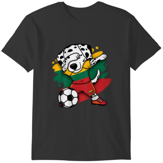 Dabbing Dalmatian Dog Lithuania Soccer Fans Jersey T Shirts