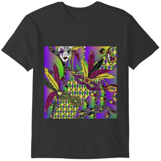Psychedelic Mardi Gras Feather Masks T Shirts