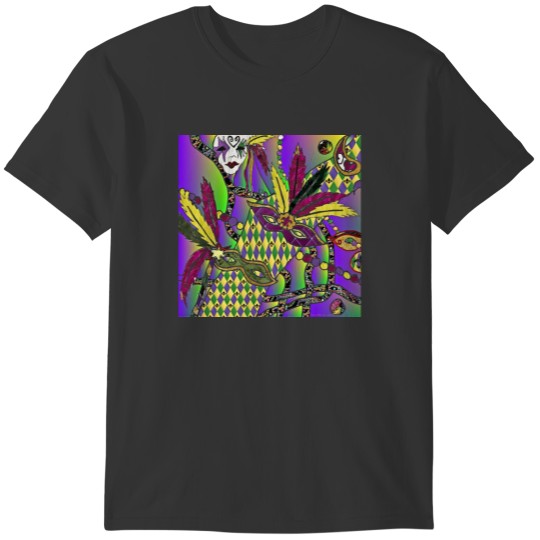 Psychedelic Mardi Gras Feather Masks T Shirts