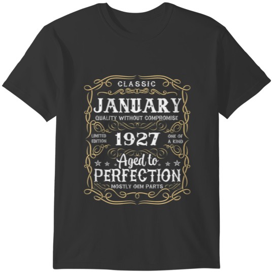 95Th Birthday Gift Perfection Aged January 1927 95 T Shirts