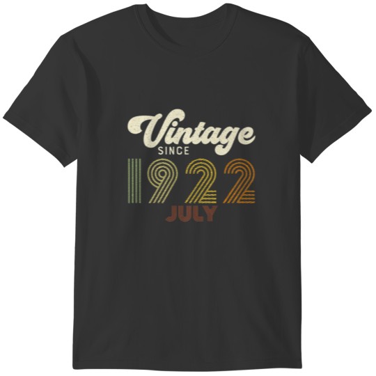 Vintage Since July 1922 Retro 100Th Birthday T Shirts